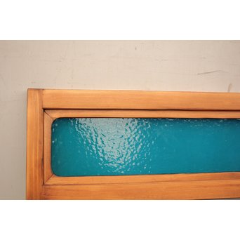 青い石目色ガラスの欄間/明り取り　R1533 