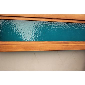 青い石目色ガラスの欄間/明り取り　R1533 