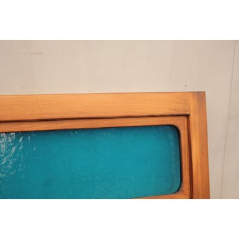 青い石目色ガラスの欄間/明り取り　R1533 