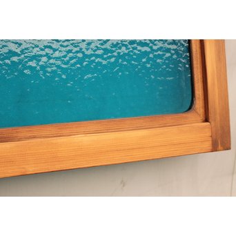 青い石目色ガラスの欄間/明り取り　R1533 