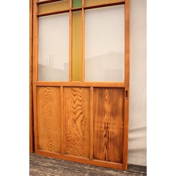 黄色と緑の色ガラス戸　2枚1組　GD812 