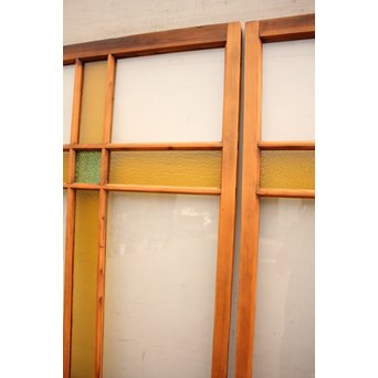 黄色と緑の色ガラス戸　2枚1組　GD812 