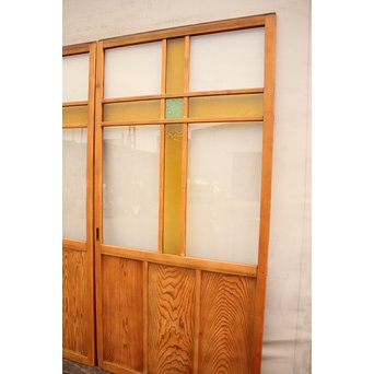 黄色と緑の色ガラス戸　2枚1組　GD812 