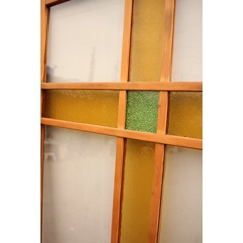 黄色と緑の色ガラス戸　2枚1組　GD812 