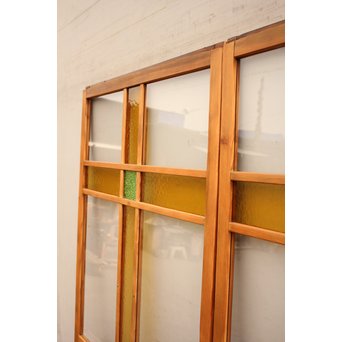 黄色と緑の色ガラス戸　2枚1組　GD812 