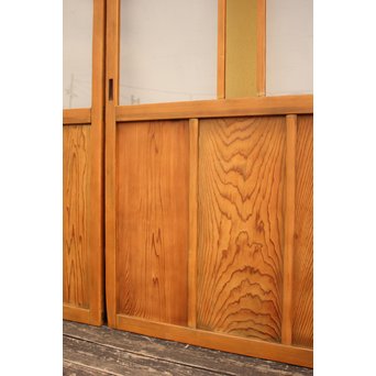 黄色と緑の色ガラス戸　2枚1組　GD812 