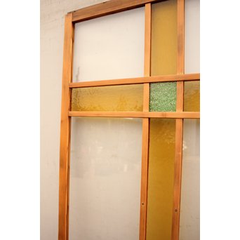 黄色と緑の色ガラス戸　2枚1組　GD812 