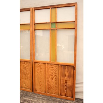 黄色と緑の色ガラス戸　2枚1組　GD812 