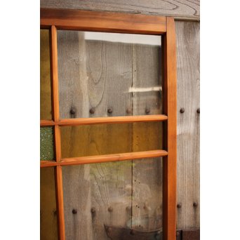 黄色と緑の色ガラス戸　2枚1組　GD812 