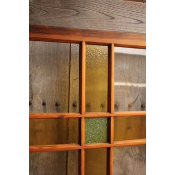 黄色と緑の色ガラス戸　2枚1組　GD812 