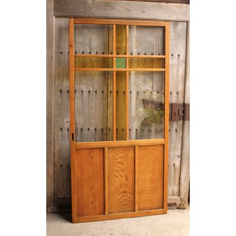 黄色と緑の色ガラス戸　2枚1組　GD812 