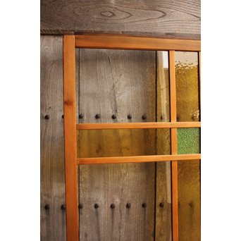 黄色と緑の色ガラス戸　2枚1組　GD812 