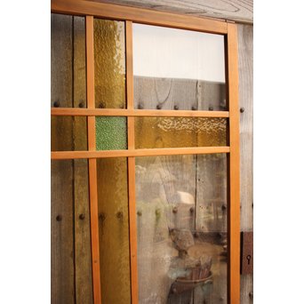 黄色と緑の色ガラス戸　2枚1組　GD812 