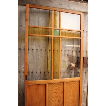 黄色と緑の色ガラス戸　2枚1組　GD812 