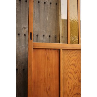 黄色と緑の色ガラス戸　2枚1組　GD812 