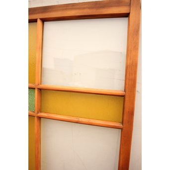 黄色と緑の色ガラス戸　2枚1組　GD812 