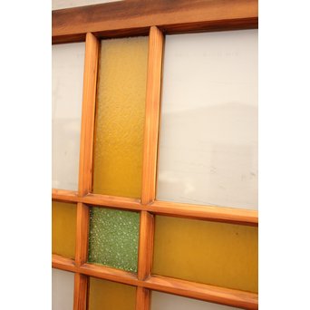 黄色と緑の色ガラス戸　2枚1組　GD812 