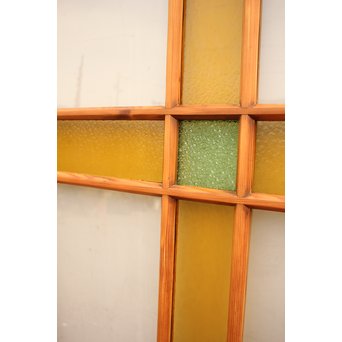 黄色と緑の色ガラス戸　2枚1組　GD812 
