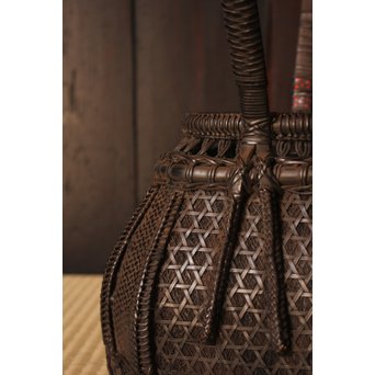 和田菁竺銘　竹工芸唐物写竹花籠　S2214 