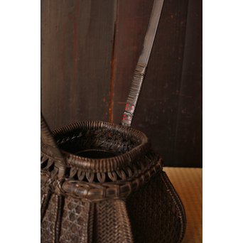 和田菁竺銘　竹工芸唐物写竹花籠　S2214 