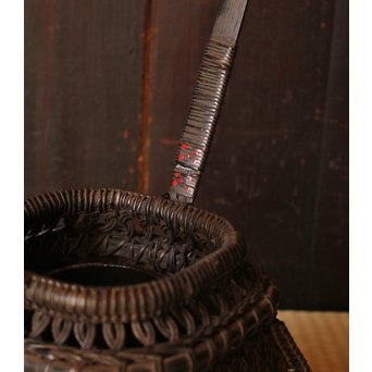 和田菁竺銘　竹工芸唐物写竹花籠　S2214 