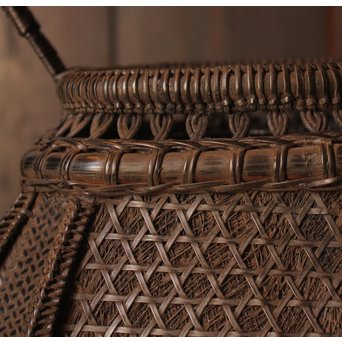 和田菁竺銘　竹工芸唐物写竹花籠　S2214 