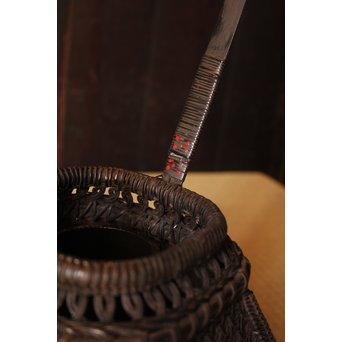 和田菁竺銘　竹工芸唐物写竹花籠　S2214 