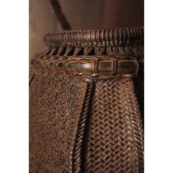 和田菁竺銘　竹工芸唐物写竹花籠　S2214 