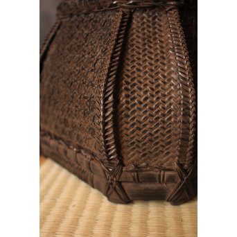 和田菁竺銘　竹工芸唐物写竹花籠　S2214 