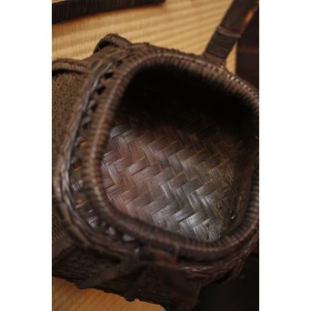 和田菁竺銘　竹工芸唐物写竹花籠　S2214 