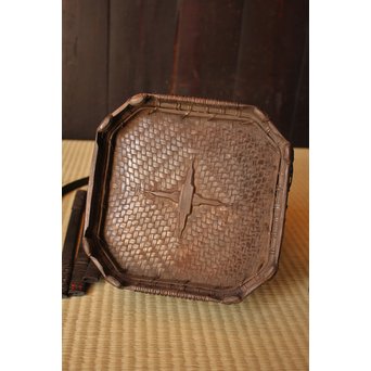 和田菁竺銘　竹工芸唐物写竹花籠　S2214 