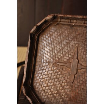 和田菁竺銘　竹工芸唐物写竹花籠　S2214 