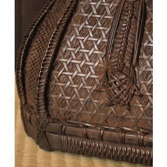 和田菁竺銘　竹工芸唐物写竹花籠　S2214 