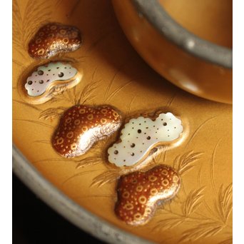 光琳蒔絵風天目台/茶托　2個1組　S2513 