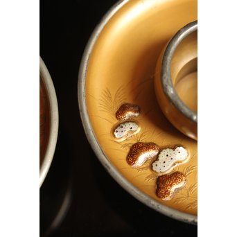 光琳蒔絵風天目台/茶托　2個1組　S2513 