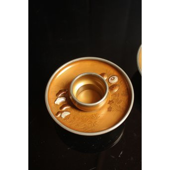 光琳蒔絵風天目台/茶托　2個1組　S2513 