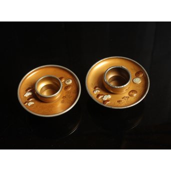 光琳蒔絵風天目台/茶托　2個1組　S2513