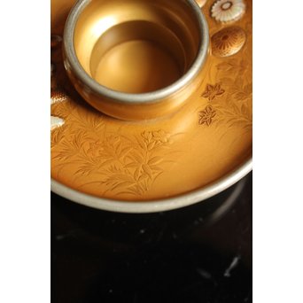 光琳蒔絵風天目台/茶托　2個1組　S2513 