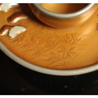 光琳蒔絵風天目台/茶托　2個1組　S2513 