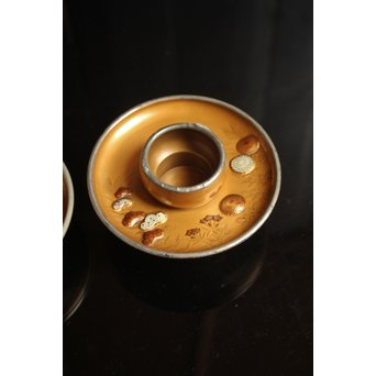 光琳蒔絵風天目台/茶托　2個1組　S2513 