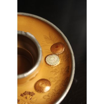 光琳蒔絵風天目台/茶托　2個1組　S2513 