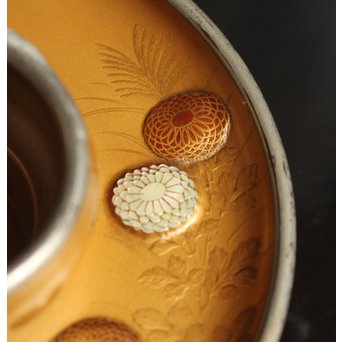 光琳蒔絵風天目台/茶托　2個1組　S2513 