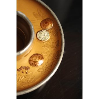 光琳蒔絵風天目台/茶托　2個1組　S2513 