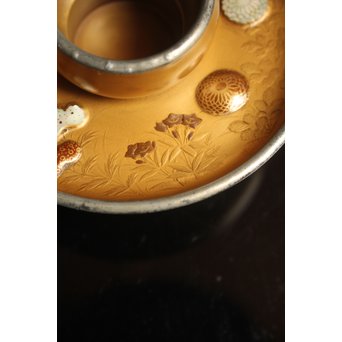 光琳蒔絵風天目台/茶托　2個1組　S2513 