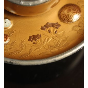 光琳蒔絵風天目台/茶托　2個1組　S2513 