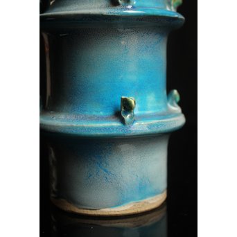 人間国宝加藤卓男 ペルシャブルー花生/花瓶　S2515 