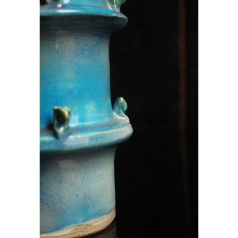 人間国宝加藤卓男 ペルシャブルー花生/花瓶　S2515 