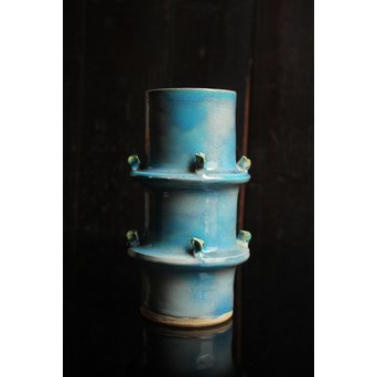 人間国宝加藤卓男 ペルシャブルー花生/花瓶　S2515 