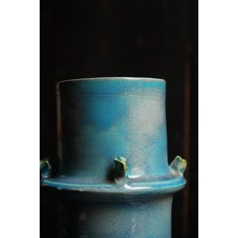 人間国宝加藤卓男 ペルシャブルー花生/花瓶　S2515 