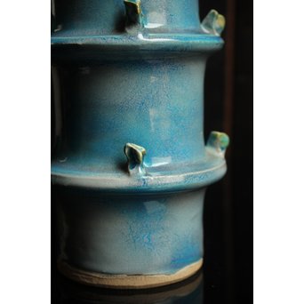 人間国宝加藤卓男 ペルシャブルー花生/花瓶　S2515 